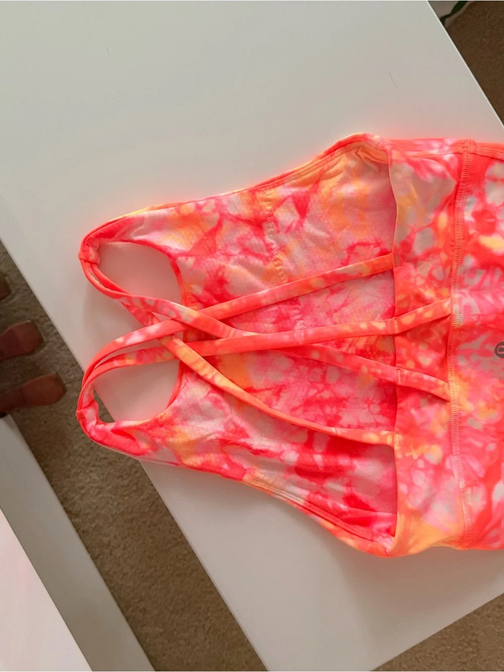 lululemon athletica Neon Pink & Orange Tie-Dye Strappy Sports Bra Size 4